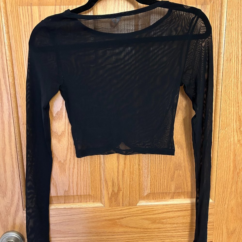 Urban Outfitters Mesh Crop Top BLACK Size Small